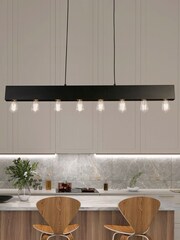 Searchlight Black Noir 8 Light Diner Bar Pendant Ceiling Light - Image 1 of 4