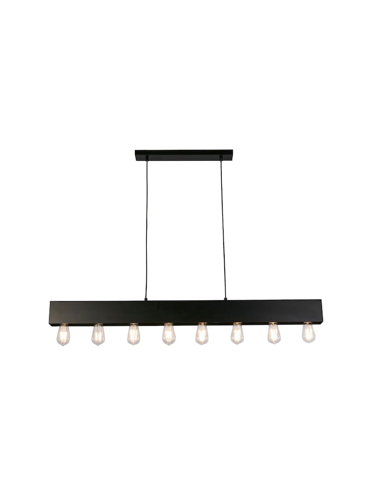 Searchlight Black Noir 8 Light Diner Bar Pendant Ceiling Light - Image 2 of 4