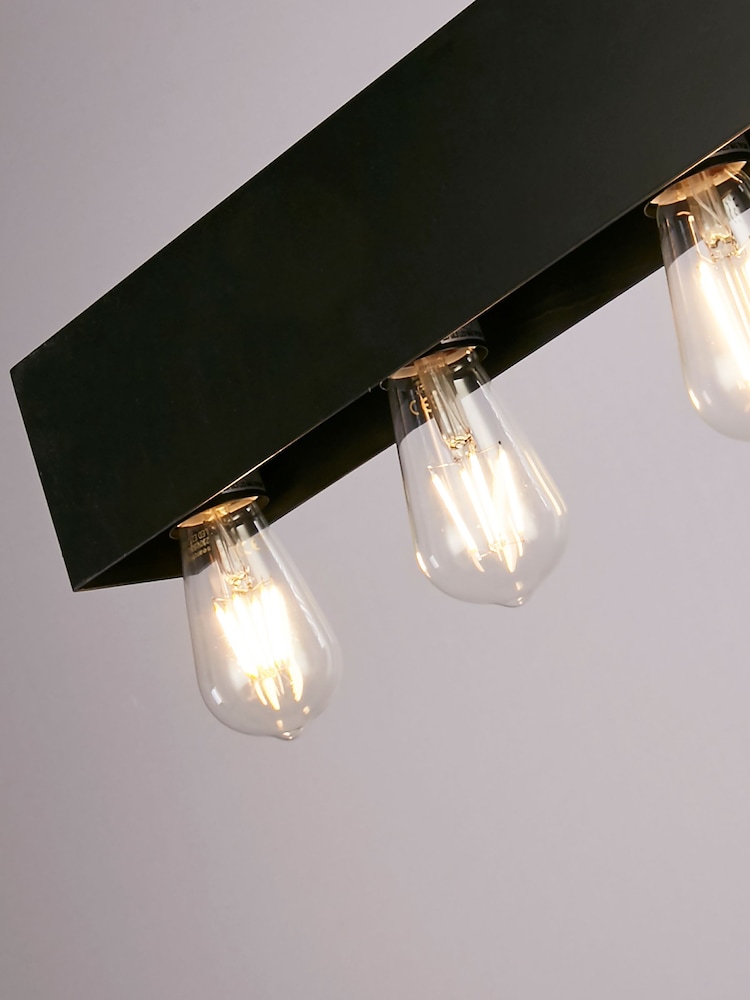 Searchlight Black Noir 8 Light Diner Bar Pendant Ceiling Light - Image 4 of 4