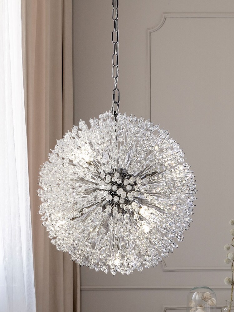 Searchlight Chrome/Clear Anenome 7 Light Pendant Ceiling Light - Image 1 of 4