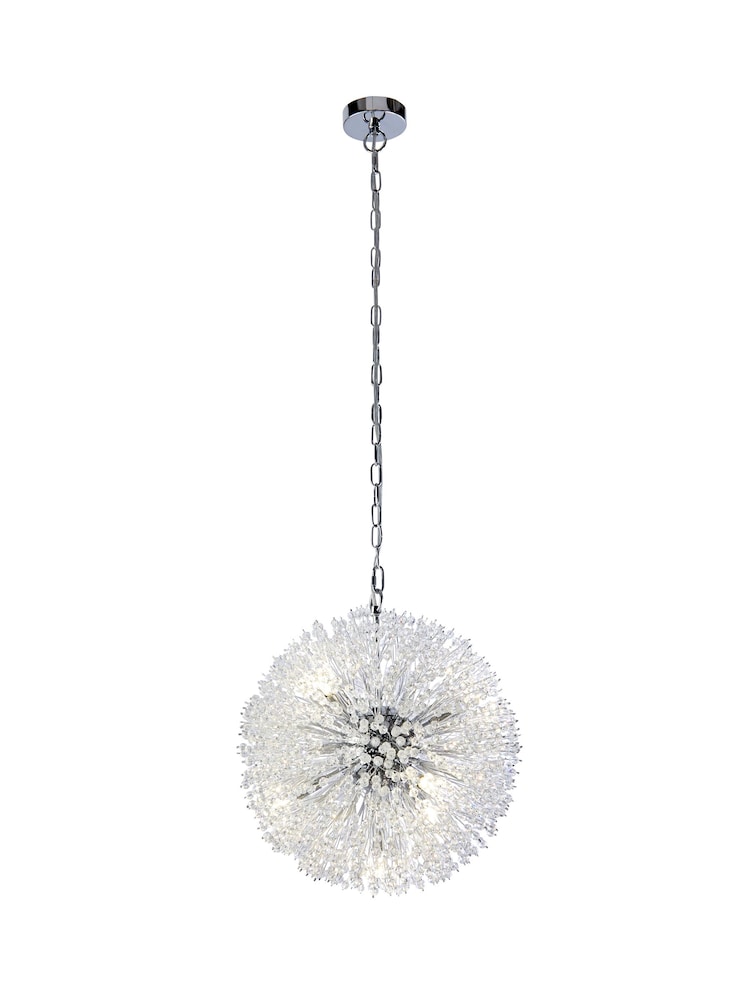 Searchlight Chrome/Clear Anenome 7 Light Pendant Ceiling Light - Image 2 of 4