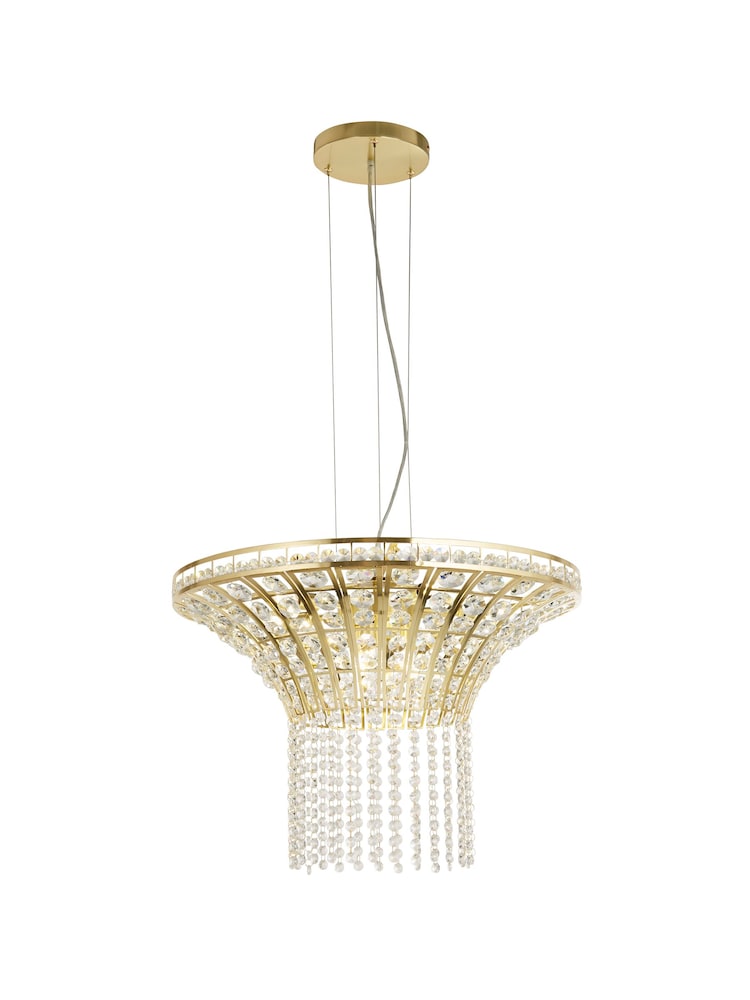 Searchlight Satin Brass Casandra 8 Light Round Pendant Ceiling Light - Image 2 of 4