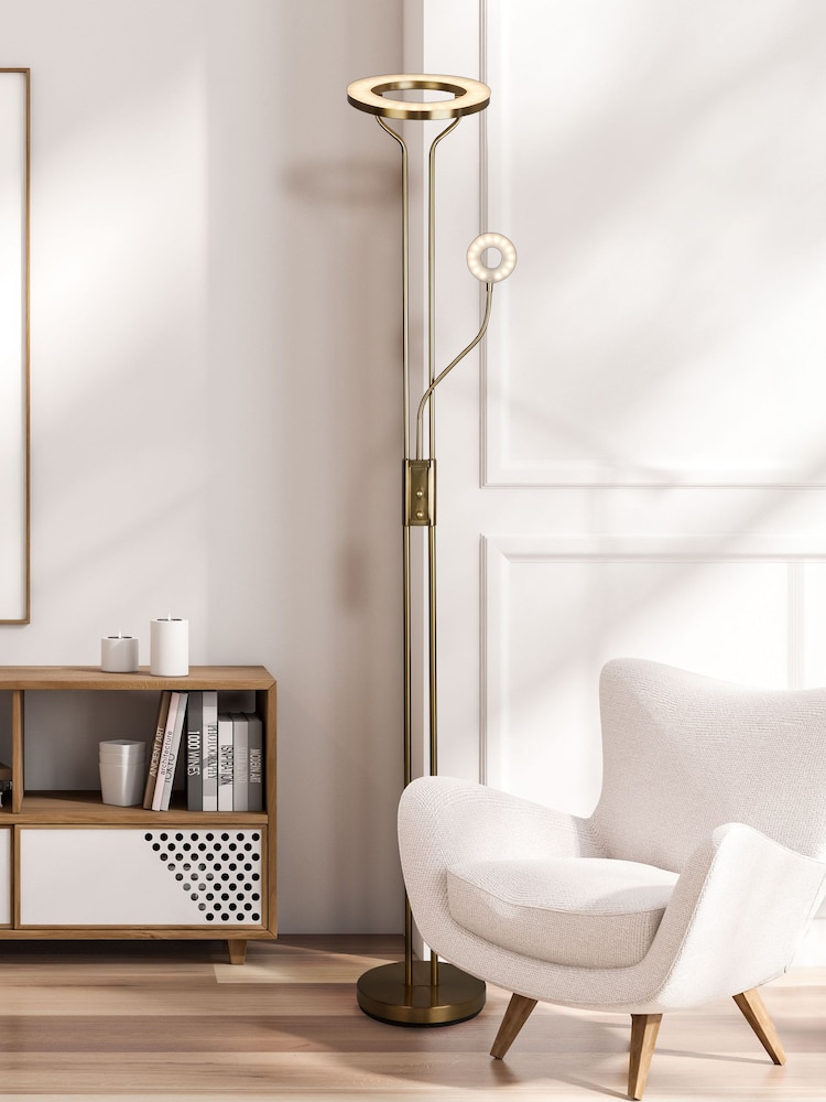 Searchlight Brass Duo Floor Lamp - Image 1 of 4