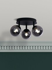 Searchlight Black Voyager 3 Light Semi-Flush Ceiling Light - Image 1 of 4