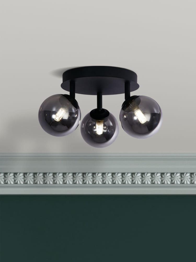 Searchlight Black Voyager 3 Light Semi-Flush Ceiling Light - Image 1 of 4