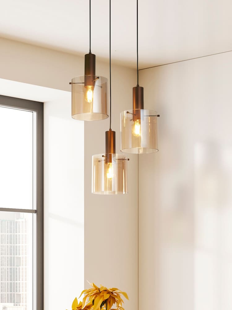 Searchlight Brown Savannah 3 Light Multi-Drop Pendant Ceiling Light - Image 1 of 4
