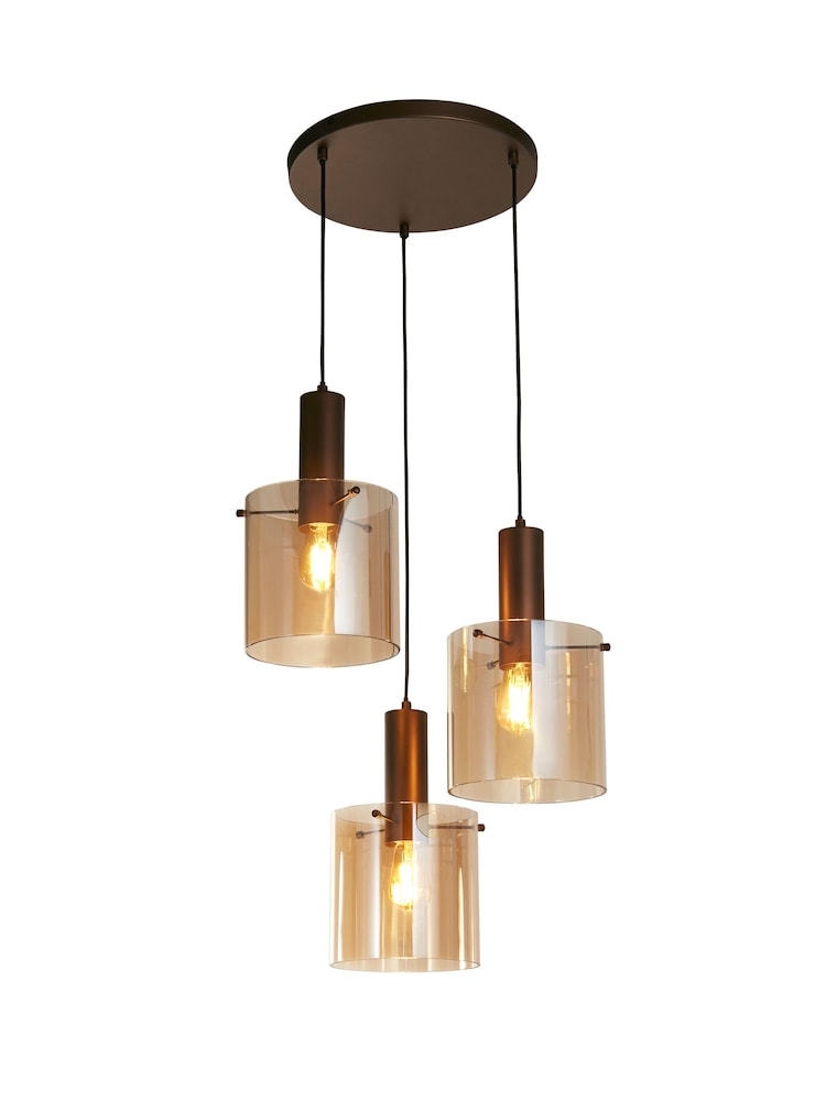 Searchlight Brown Savannah 3 Light Multi-Drop Pendant Ceiling Light - Image 2 of 4