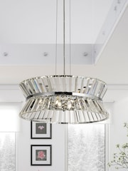 Searchlight Chrome/Clear Hourglass 7 Light Semi Flush Ceiling Light - Image 1 of 3