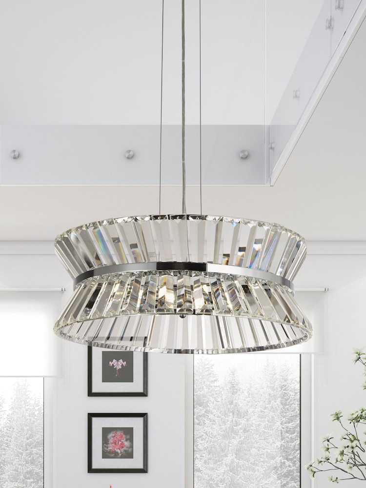 Searchlight Chrome/Clear Hourglass 7 Light Semi Flush Ceiling Light - Image 1 of 3