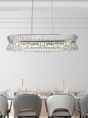 Searchlight Chrome/Clear Hourglass 10 Light Oval Pendant Ceiling Light - Image 1 of 4