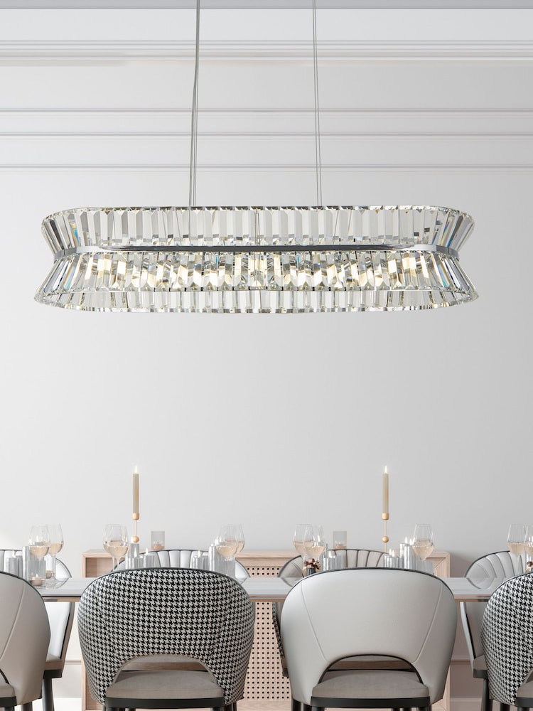 Searchlight Chrome/Clear Hourglass 10 Light Oval Pendant Ceiling Light - Image 1 of 4