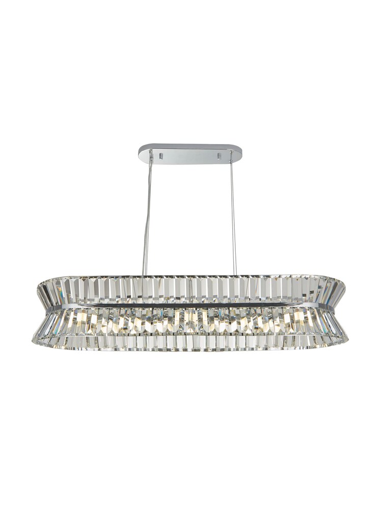 Searchlight Chrome/Clear Hourglass 10 Light Oval Pendant Ceiling Light - Image 2 of 4