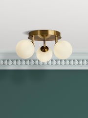 Searchlight Gold Voyager 3 Light Semi-Flush Ceiling Light - Image 1 of 4
