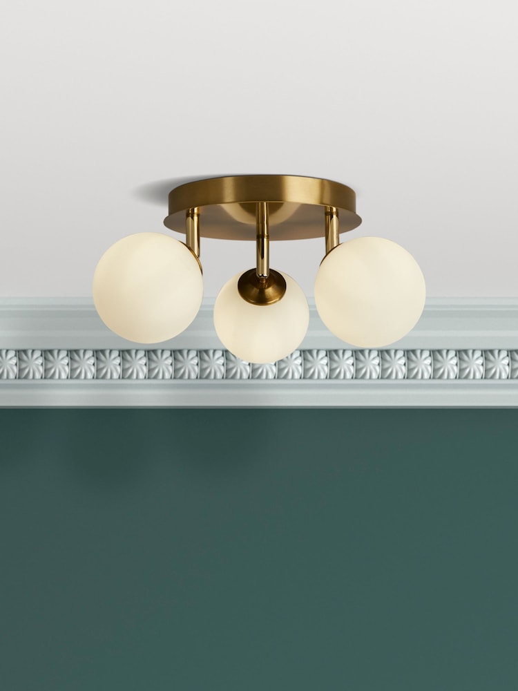 Searchlight Gold Voyager 3 Light Semi-Flush Ceiling Light - Image 1 of 4