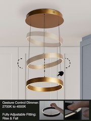 Searchlight Gold Stella Gesture Control Round Pendant Ceiling Light - Image 1 of 4