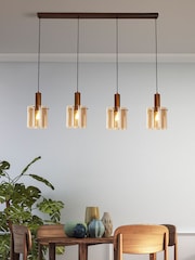 Searchlight Brown Savannah 4 Light Bar Pendant Ceiling Light - Image 1 of 4