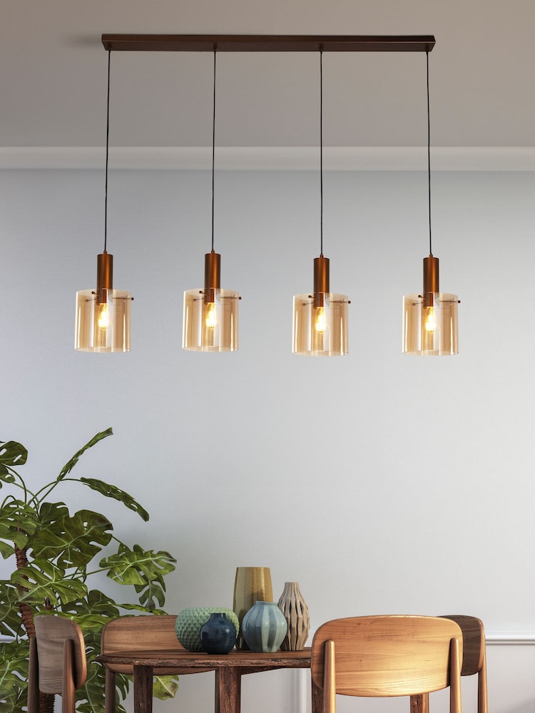 Searchlight Brown Savannah 4 Light Bar Pendant Ceiling Light - Image 1 of 4
