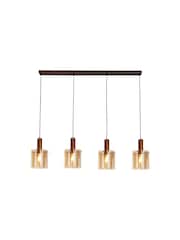Searchlight Brown Savannah 4 Light Bar Pendant Ceiling Light - Image 3 of 4