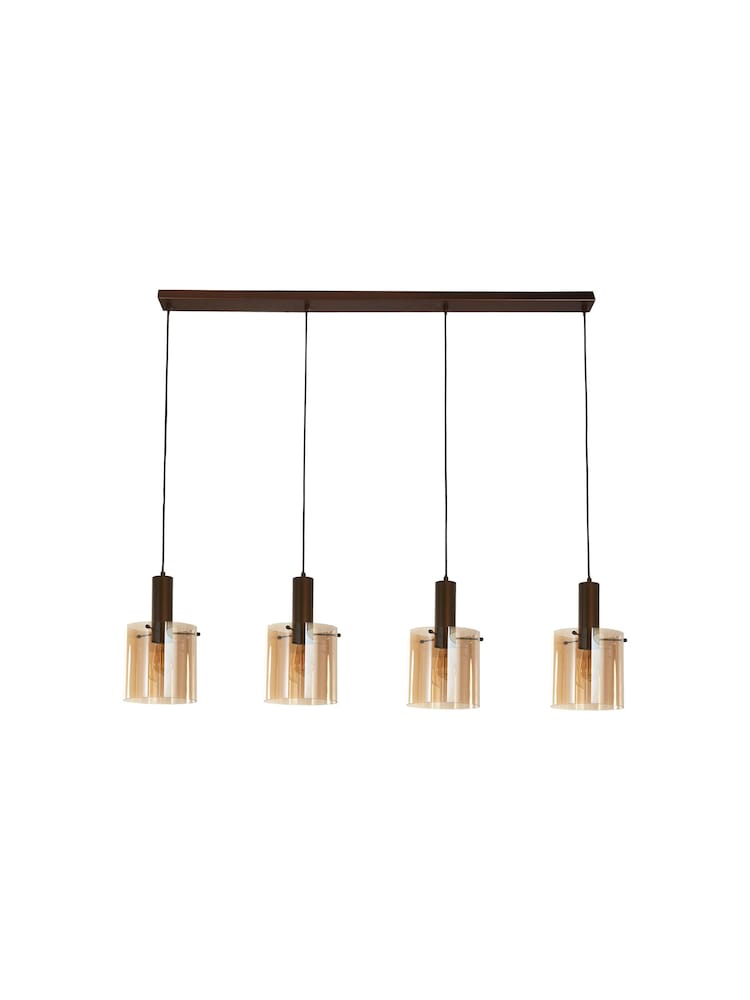 Searchlight Brown Savannah 4 Light Bar Pendant Ceiling Light - Image 4 of 4