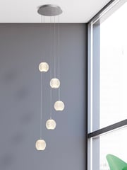 Searchlight Silver Jewel 5 Light Multi-Drop Pendant Ceiling Light - Image 1 of 4