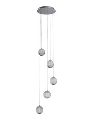 Searchlight Silver Jewel 5 Light Multi-Drop Pendant Ceiling Light - Image 3 of 4