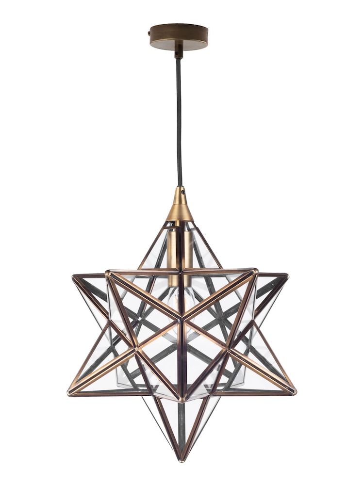 Dar Lighting Brass Ilario Small Star Pendant Ceiling Light - Image 2 of 4 Dar Lighting Brass Ilario Small Star Pendant Ceiling Light - Image 2 of 4