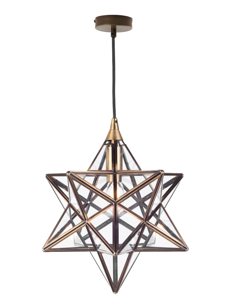 Dar Lighting Brass Ilario Small Star Pendant Ceiling Light - Image 4 of 4 Dar Lighting Brass Ilario Small Star Pendant Ceiling Light - Image 4 of 4