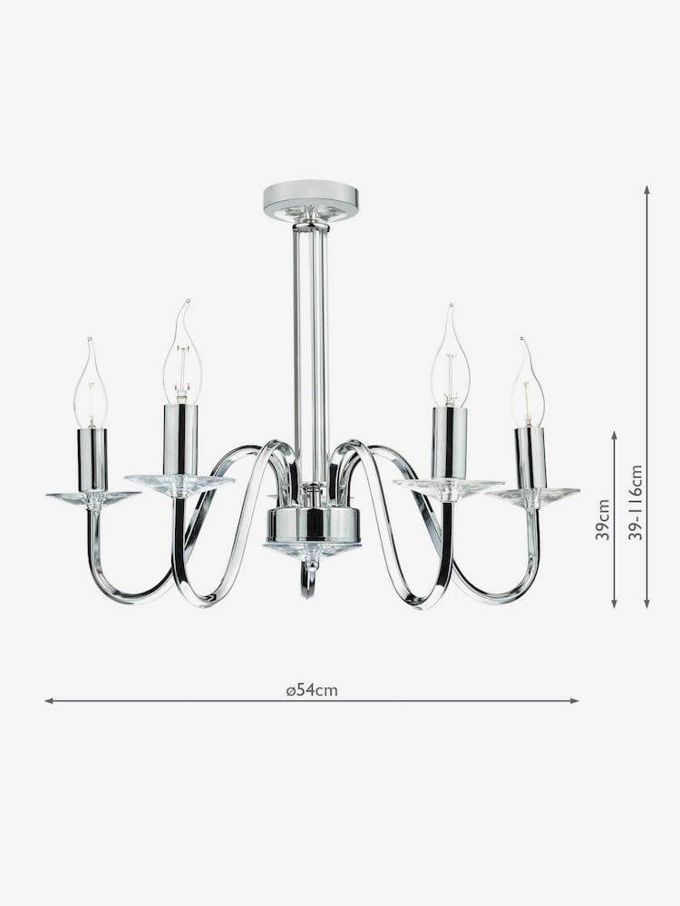 Dar Lighting Chrome Pique 5 Light Fitting - Image 3 of 3 Dar Lighting Chrome Pique 5 Light Fitting - Image 3 of 3