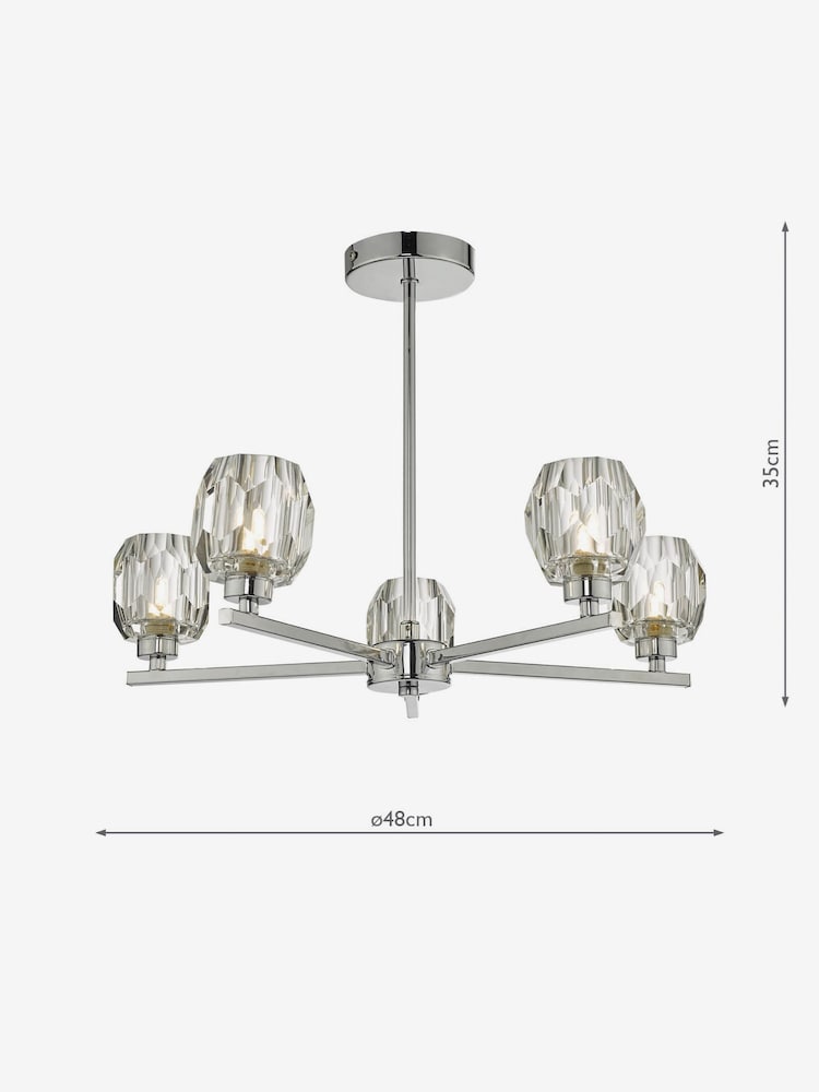 Dar Lighting Chrome Idina 5 Light Semi Flush Ceiling Light - Image 2 of 4