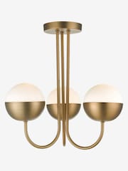 Dar Lighting Brass Andre 3 Light Semi Flush Ceiling Light - Image 1 of 3