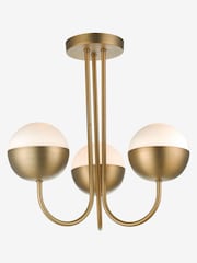 Dar Lighting Brass Andre 3 Light Semi Flush Ceiling Light - Image 2 of 3