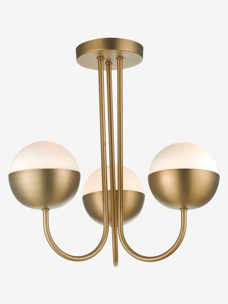 Dar Lighting Brass Andre 3 Light Semi Flush Ceiling Light - Image 2 of 3