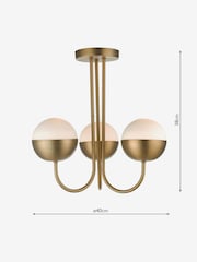 Dar Lighting Brass Andre 3 Light Semi Flush Ceiling Light - Image 3 of 3