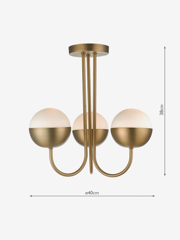 Dar Lighting Brass Andre 3 Light Semi Flush Ceiling Light - Image 3 of 3