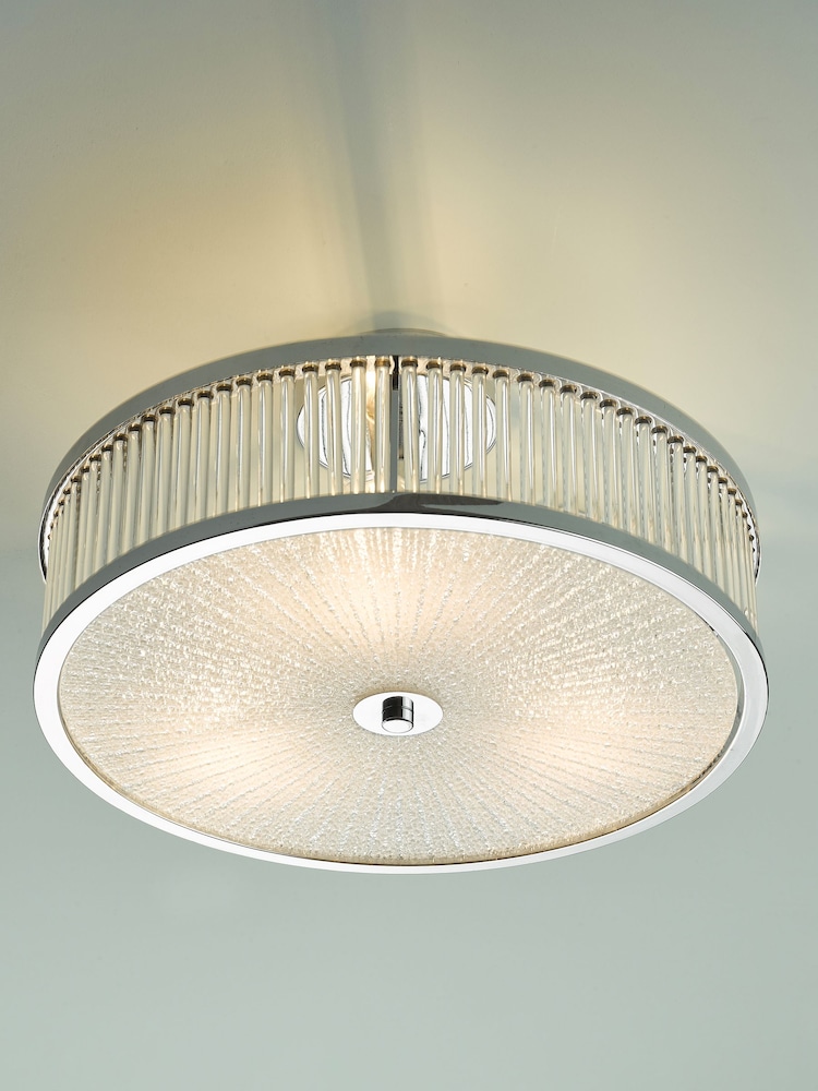 Dar Lighting Chrome Aramis 3 Light Glass Flush Ceiling Light - Image 1 of 4