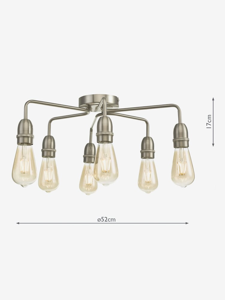 Dar Lighting Chrome Kiefer 6 Light Flush Ceiling Light - Image 1 of 3