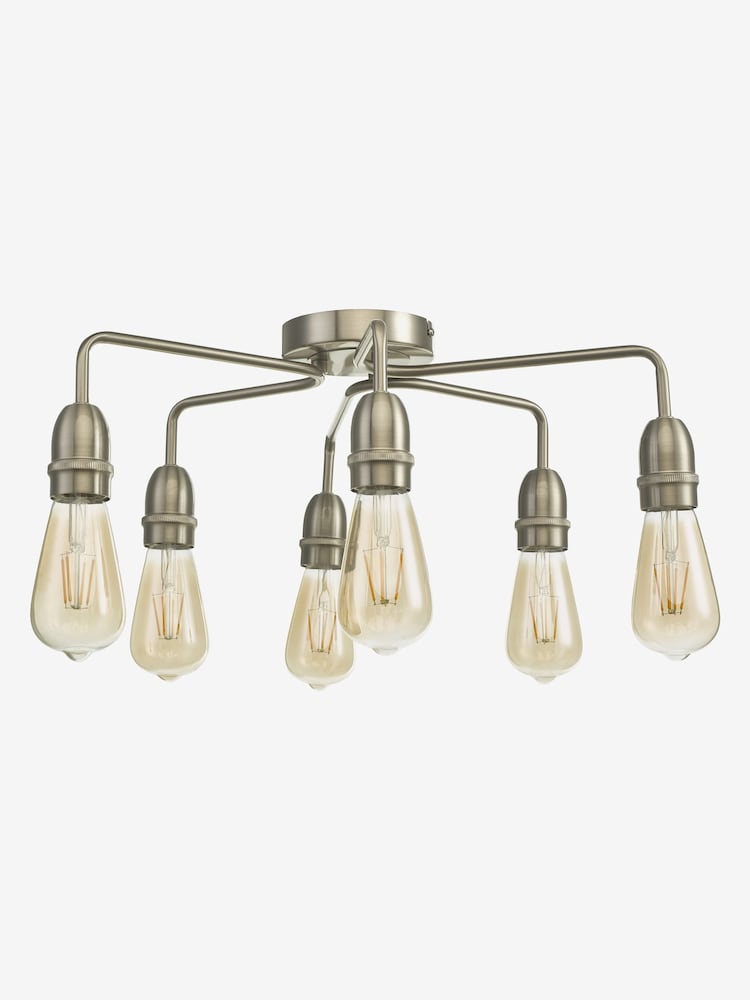 Dar Lighting Chrome Kiefer 6 Light Flush Ceiling Light - Image 2 of 3