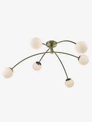 Dar Lighting Brass Puglia 6 Light Semi Flush Ceiling Light - Image 1 of 4