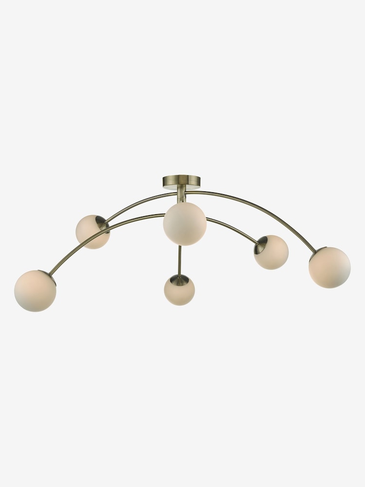 Dar Lighting Brass Puglia 6 Light Semi Flush Ceiling Light - Image 2 of 4