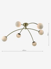 Dar Lighting Brass Puglia 6 Light Semi Flush Ceiling Light - Image 4 of 4