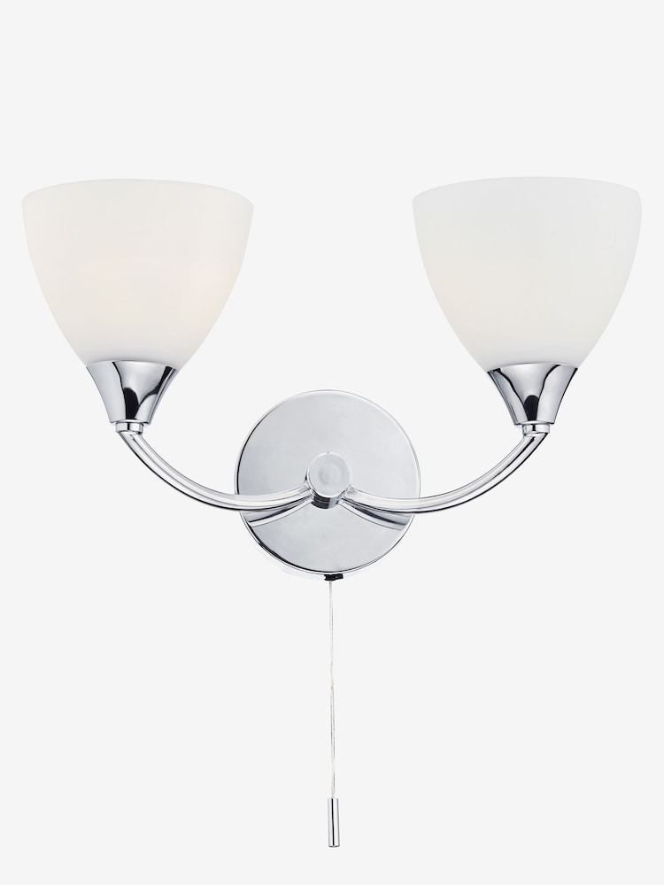 Dar Lighting Chrome Watson 2 Light Wall Light - Image 1 of 4 Dar Lighting Chrome Watson 2 Light Wall Light - Image 1 of 4