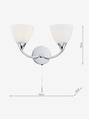 Dar Lighting Chrome Watson 2 Light Wall Light - Image 4 of 4