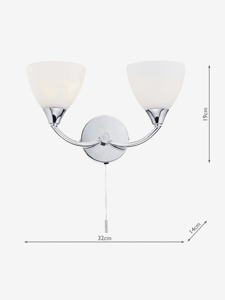 Dar Lighting Chrome Watson 2 Light Wall Light - Image 4 of 4 Dar Lighting Chrome Watson 2 Light Wall Light - Image 4 of 4