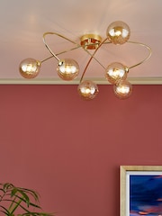 Dar Lighting Gold Etta 6 Light Semi Flush Ceiling Light - Image 1 of 5