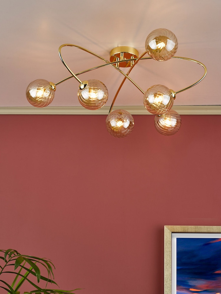 Dar Lighting Gold Etta 6 Light Semi Flush Ceiling Light - Image 1 of 5