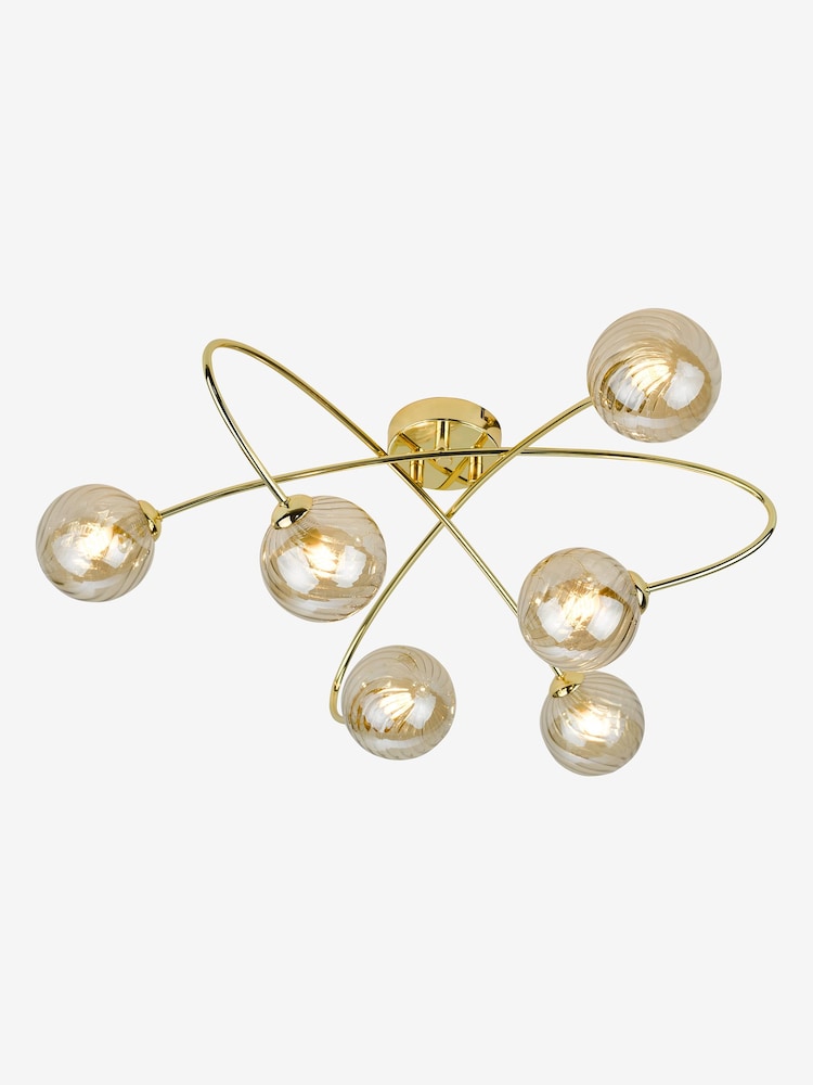 Dar Lighting Gold Etta 6 Light Semi Flush Ceiling Light - Image 9 of 9 Dar Lighting Gold Etta 6 Light Semi Flush Ceiling Light - Image 9 of 9