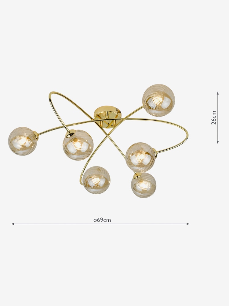Dar Lighting Gold Etta 6 Light Semi Flush Ceiling Light - Image 2 of 9 Dar Lighting Gold Etta 6 Light Semi Flush Ceiling Light - Image 2 of 9