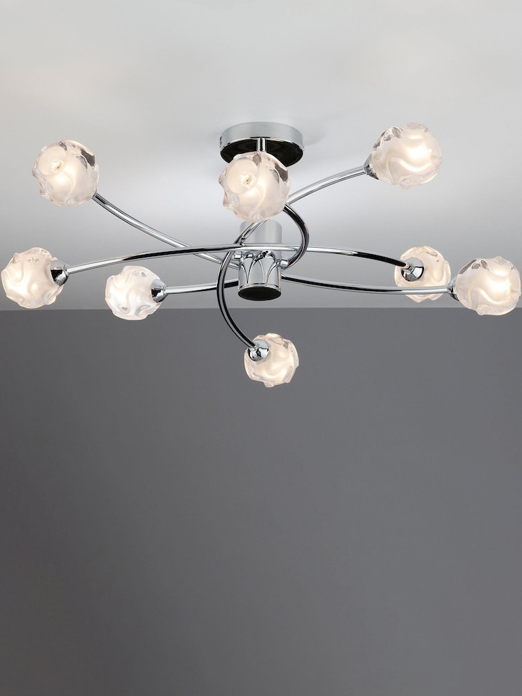 Dar Lighting Chrome Seattle 8 Light Semi Flush Ceiling Light - Image 1 of 4 Dar Lighting Chrome Seattle 8 Light Semi Flush Ceiling Light - Image 1 of 4