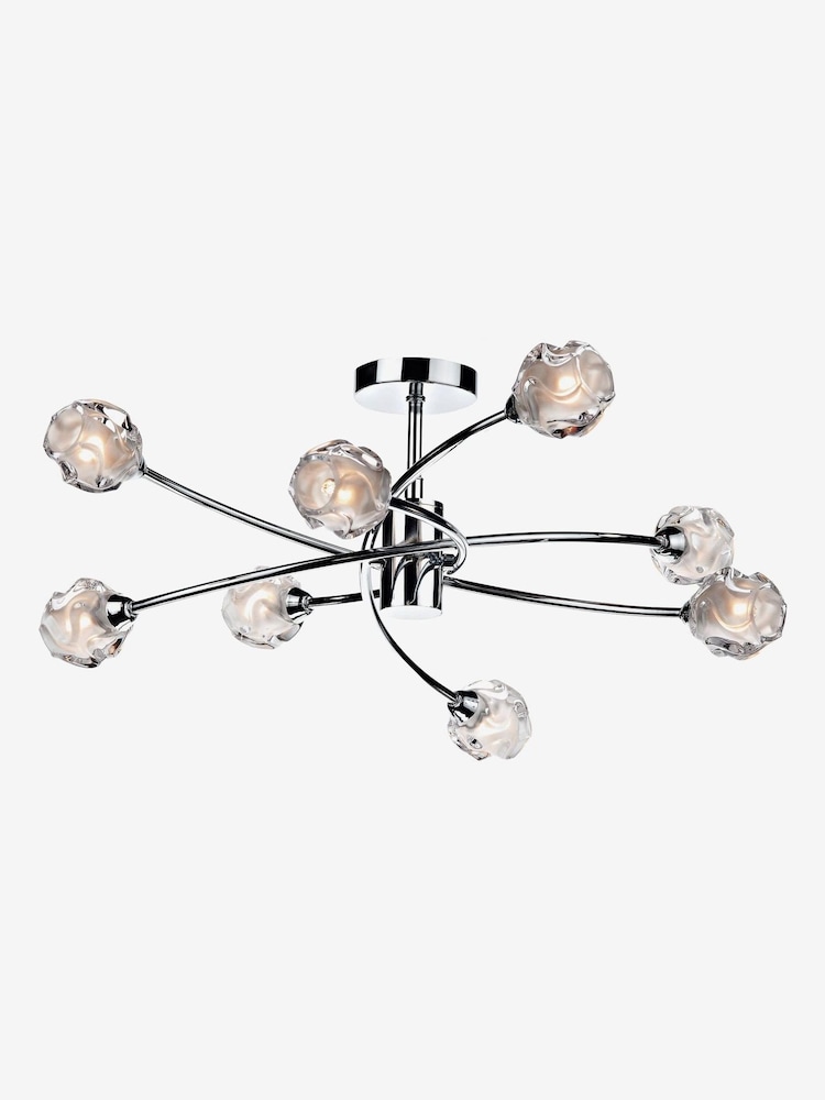 Dar Lighting Chrome Seattle 8 Light Semi Flush Ceiling Light - Image 2 of 4 Dar Lighting Chrome Seattle 8 Light Semi Flush Ceiling Light - Image 2 of 4