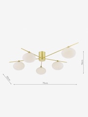 Dar Lighting Gold Jasper 5 Light Semi Flush Ceiling Light - Image 4 of 4